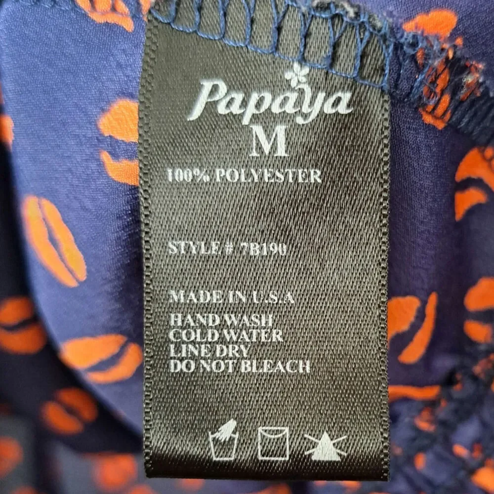 Papaya Tie Neck Halter Top Blue Red Lips Women's Medium - Picture 5 of 5